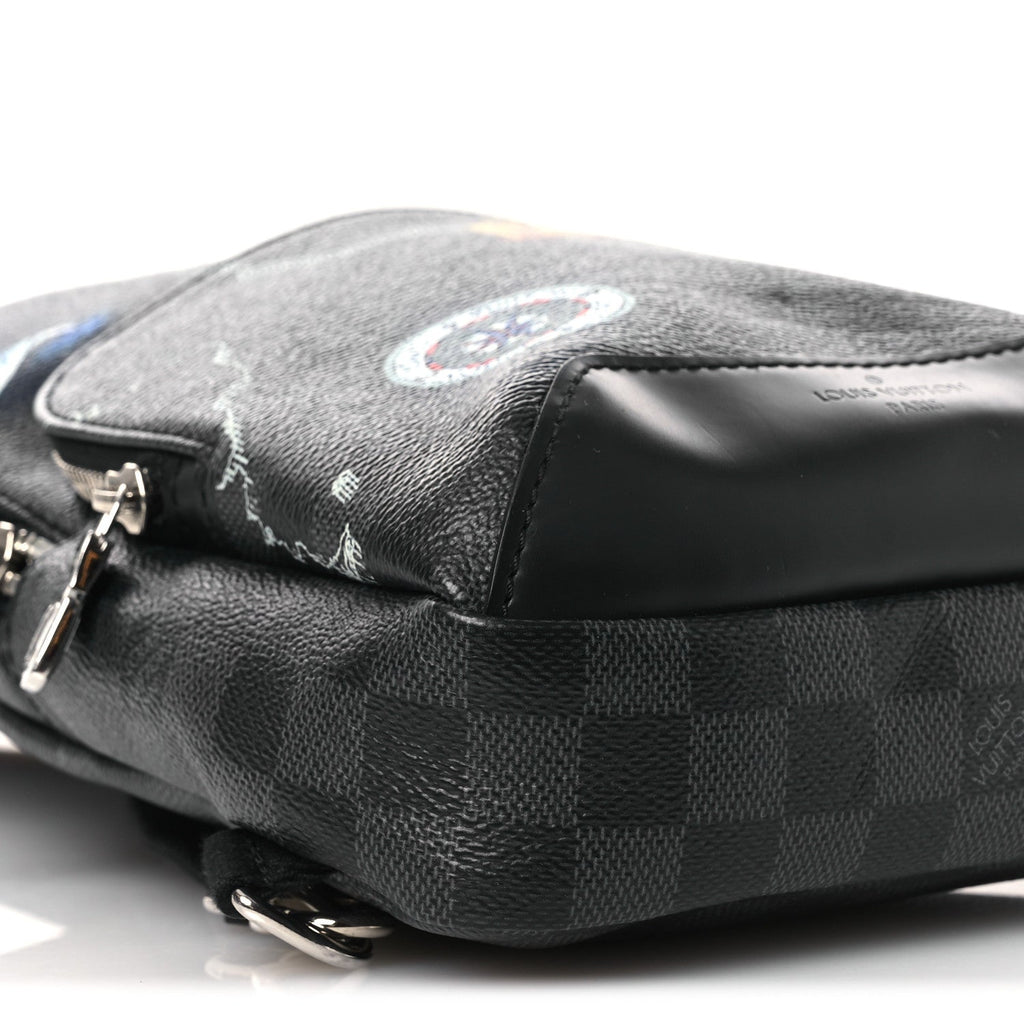 Damier Graphite World Map Avenue Sling Backpack