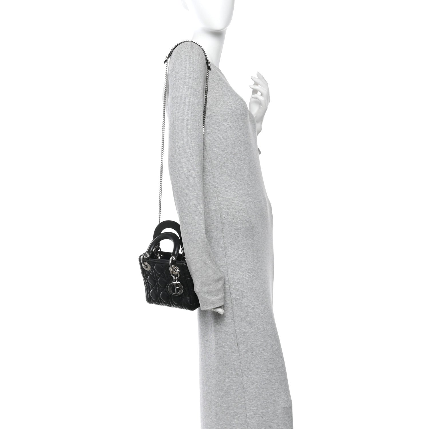 Lambskin Cannage Mini Lady Dior Black