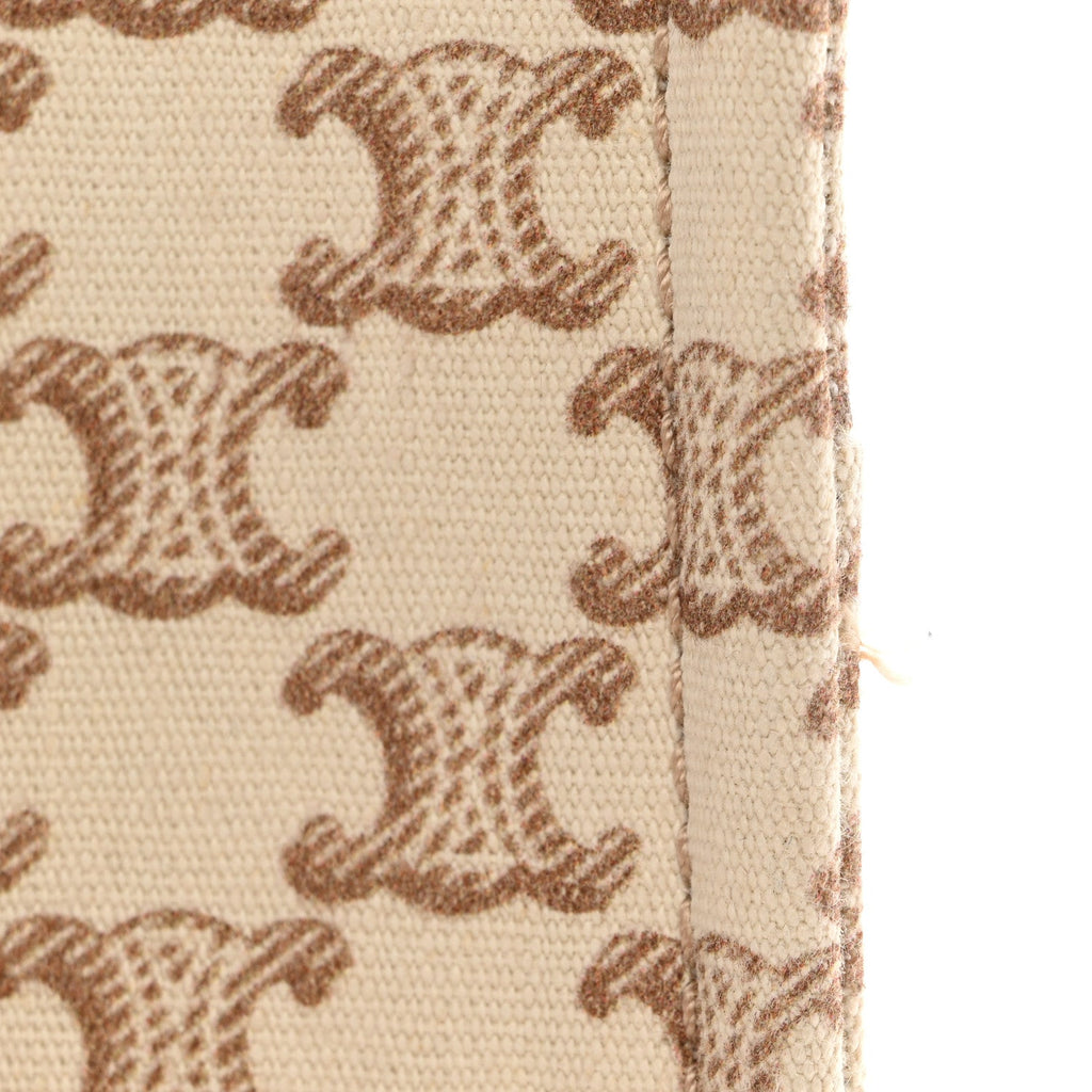 Canvas Calfskin Triomphe Print Small Cabas Thais White