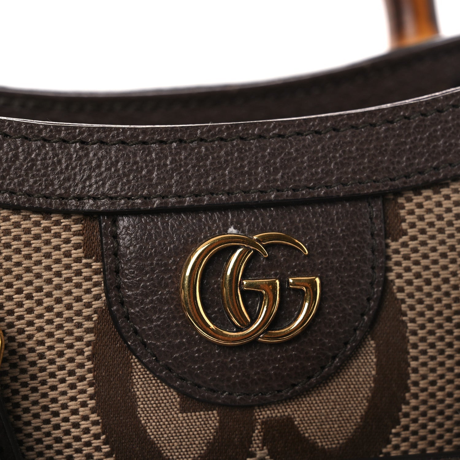 Monogram Jumbo GG Textured Dollar Calfskin Mini Diana Tote Bag Camel Ebony New Acero