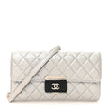 Metallic Sheepskin Quilted Small Beauty Lock Flap Silver