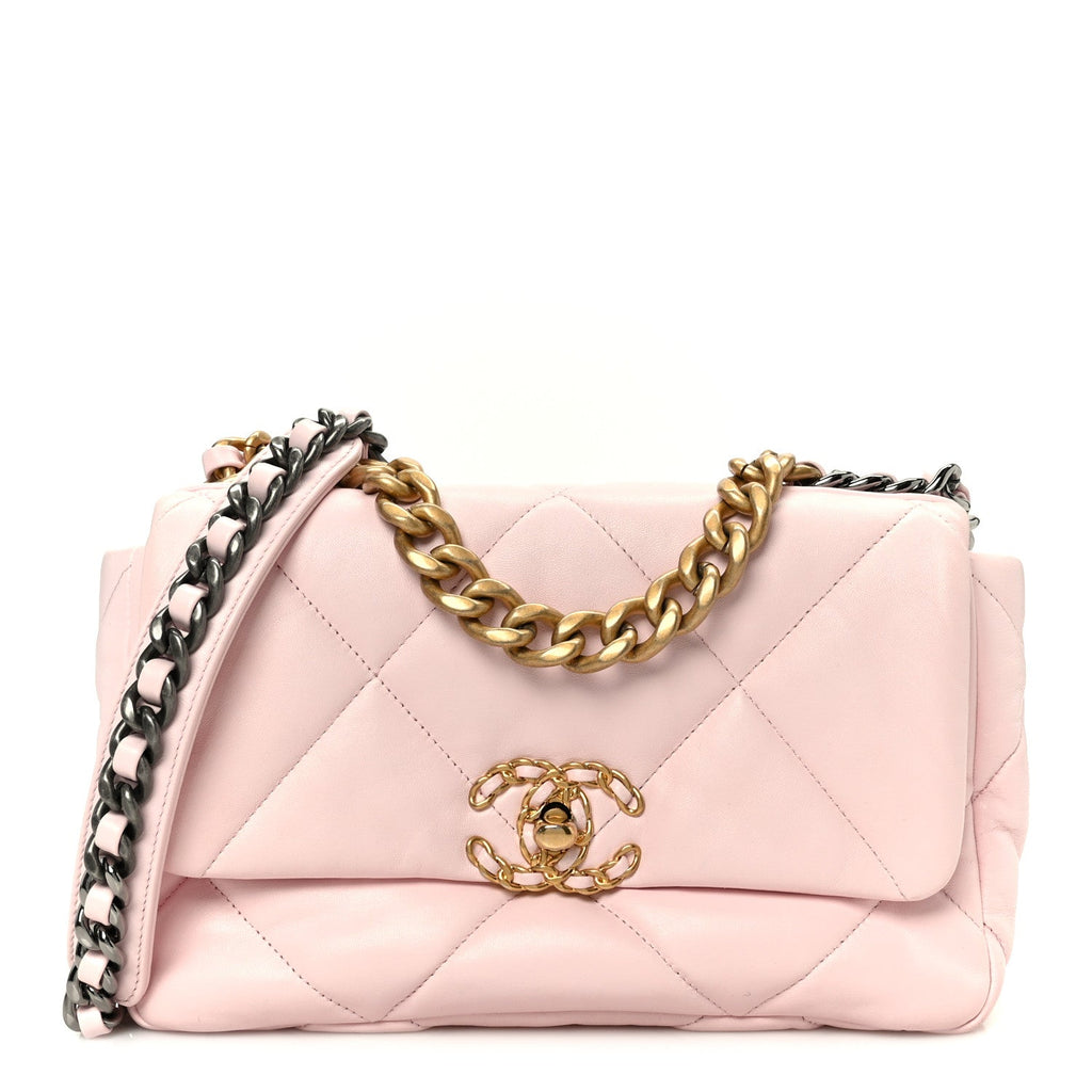 Lambskin Quilted Medium Chanel 19 Flap Light Pink