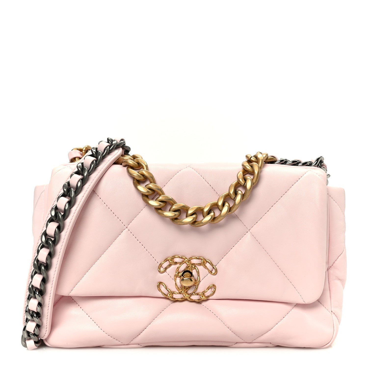 Lambskin Quilted Medium Chanel 19 Flap Light Pink