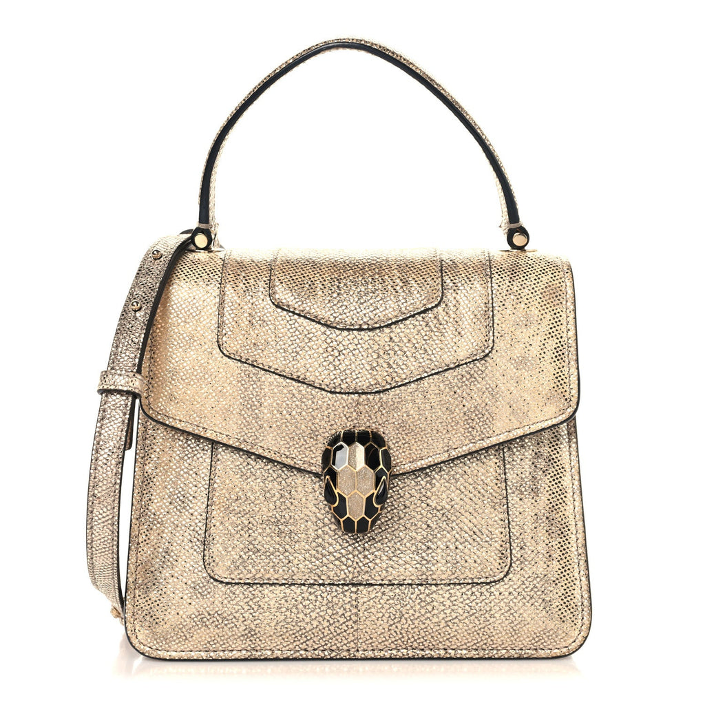 Metallic Karung Serpenti Forever Top Handle Gold