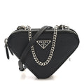 Saffiano Mini Triangle Crossbody Pouch Black
