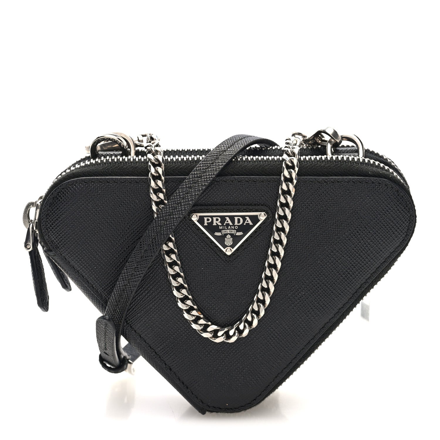 Saffiano Mini Triangle Crossbody Pouch Black