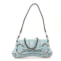 Nappa Vertical Matelasse Medium Maxi Horsebit Chain Shoulder Bag Crystal Snow