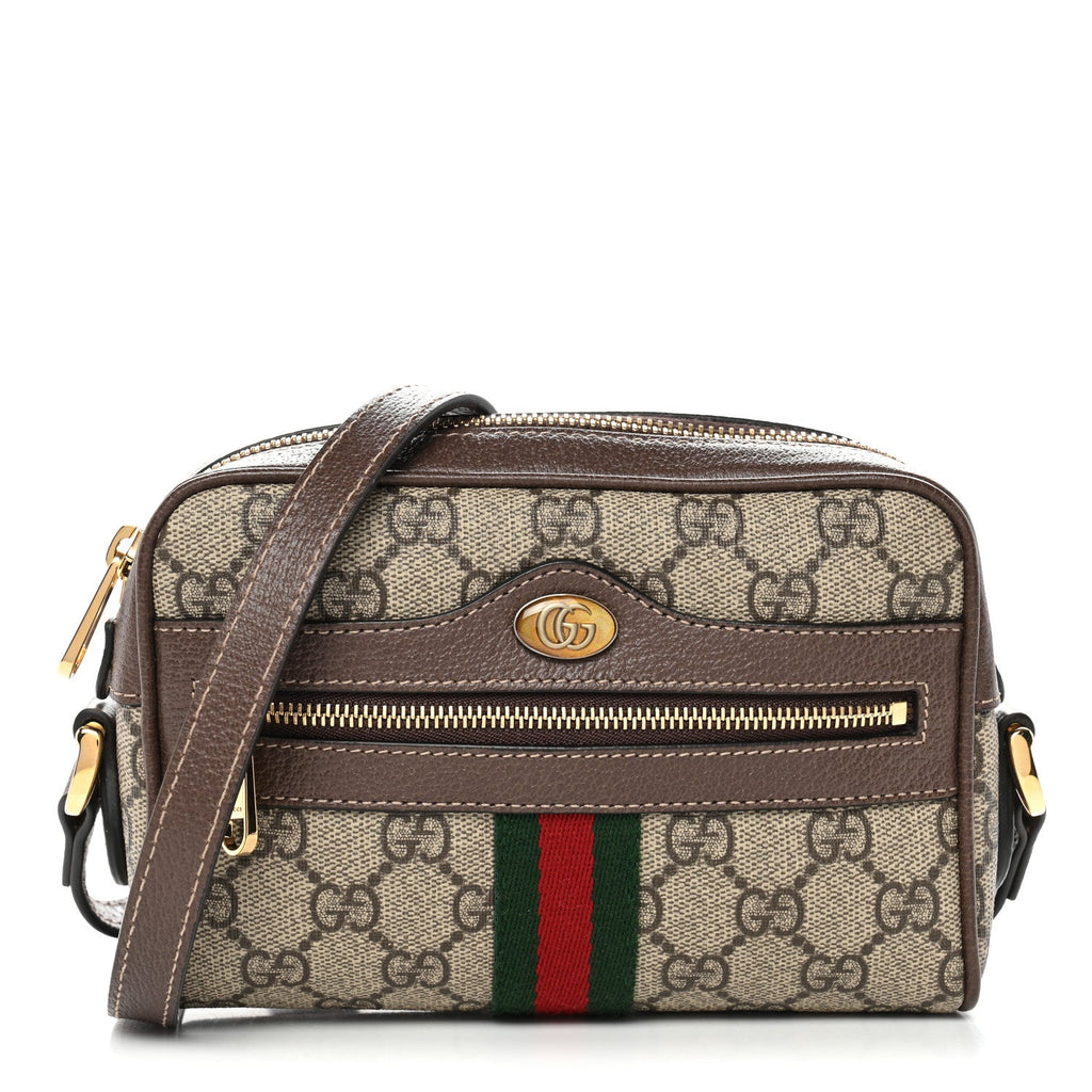 GG Supreme Monogram Web Mini Ophidia Shoulder Bag Brown