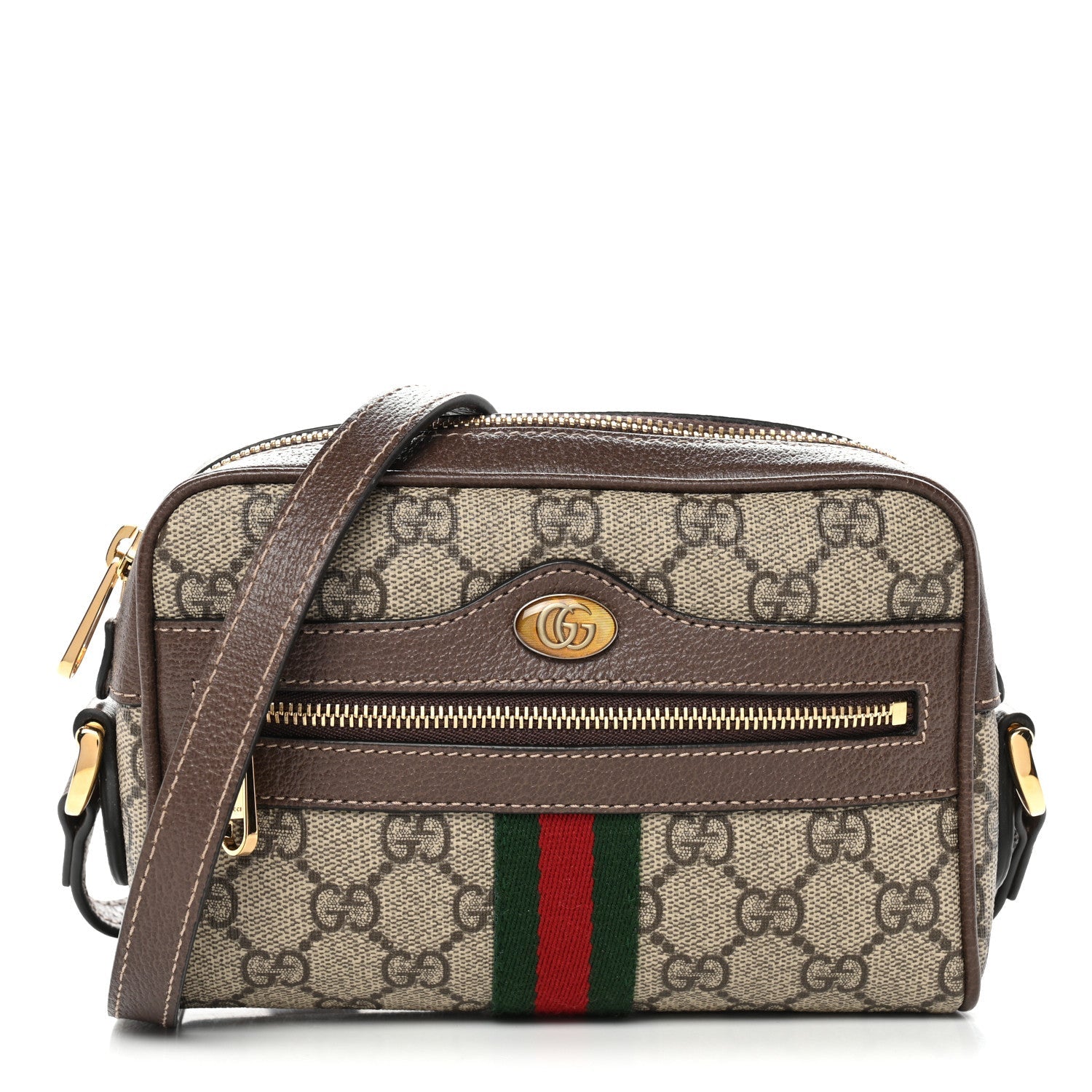 GG Supreme Monogram Web Mini Ophidia Shoulder Bag Brown