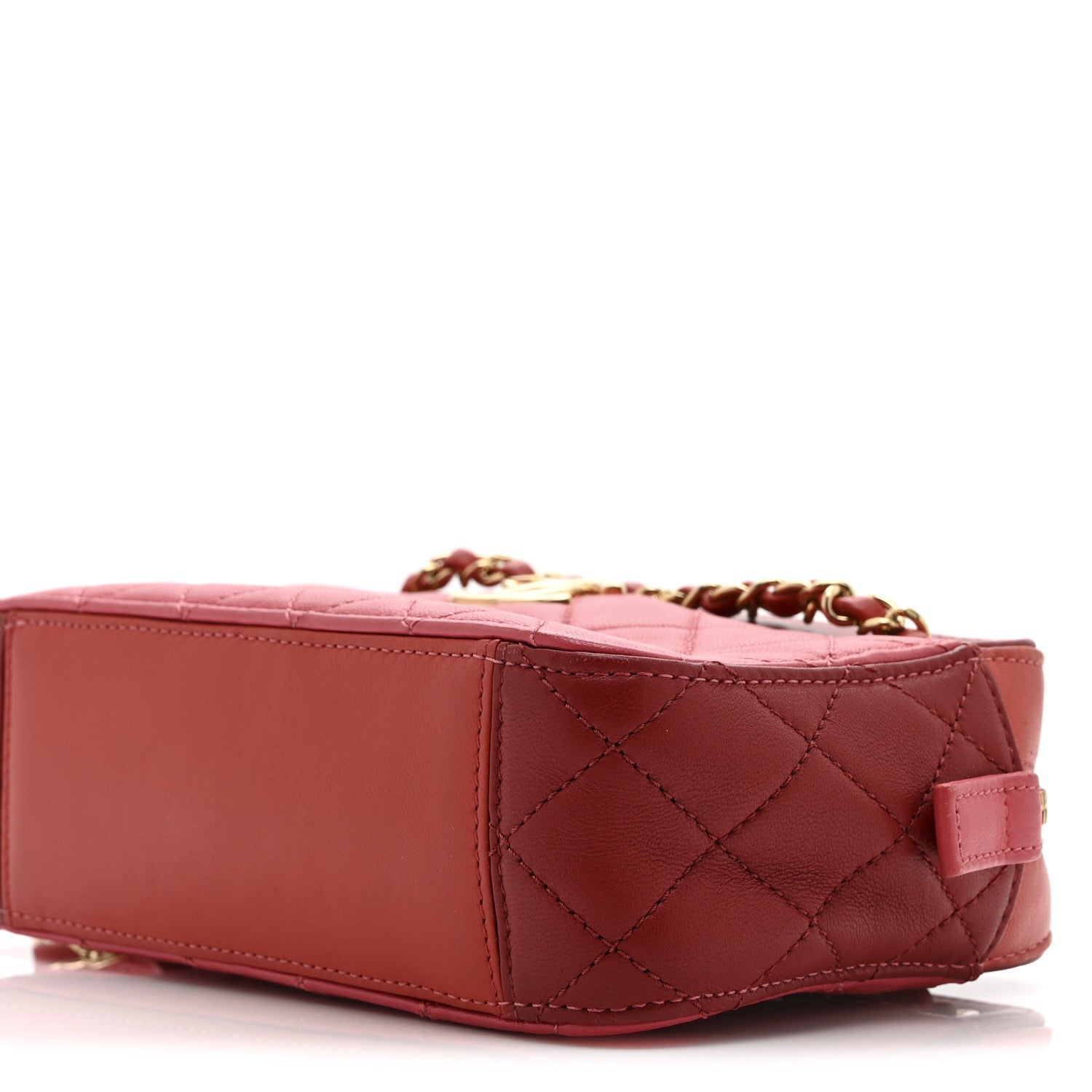 Goatskin Quilted Small In & Out Camera Case Pink Red