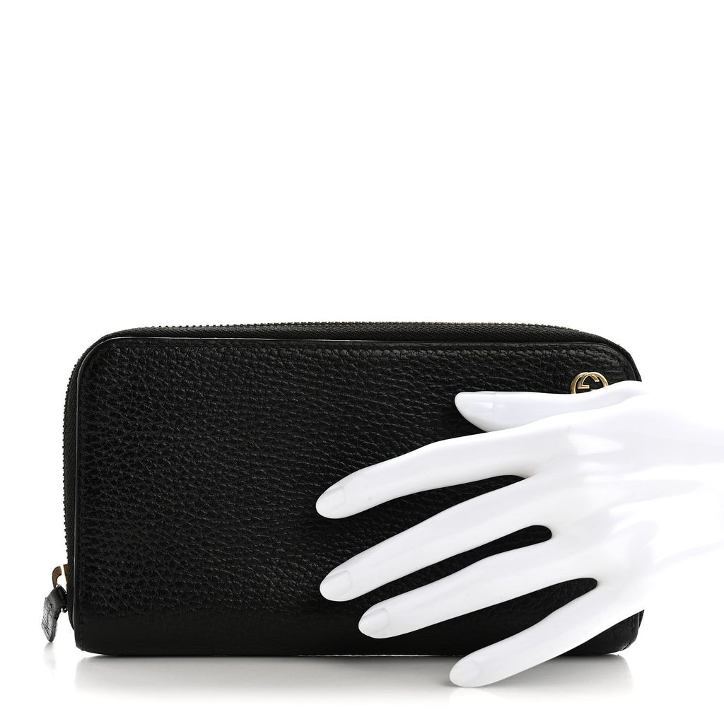 Dollar Calfskin GG Zip Around Wallet Black