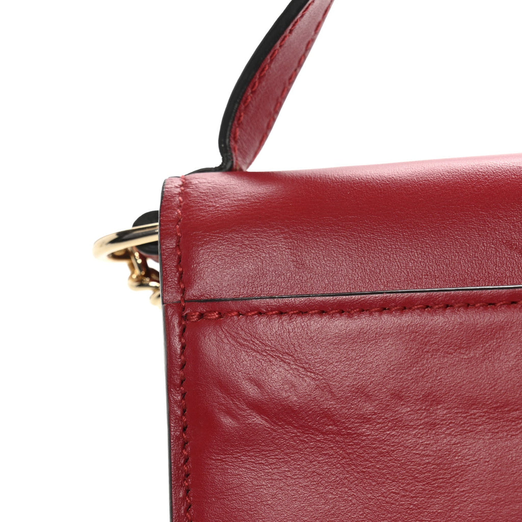 Smooth Calfskin Small Zumi Top Handle Shoulder Bag Hibiscus Red