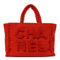 Wool Tweed Large Zipped Shopping Tote Dark Orange