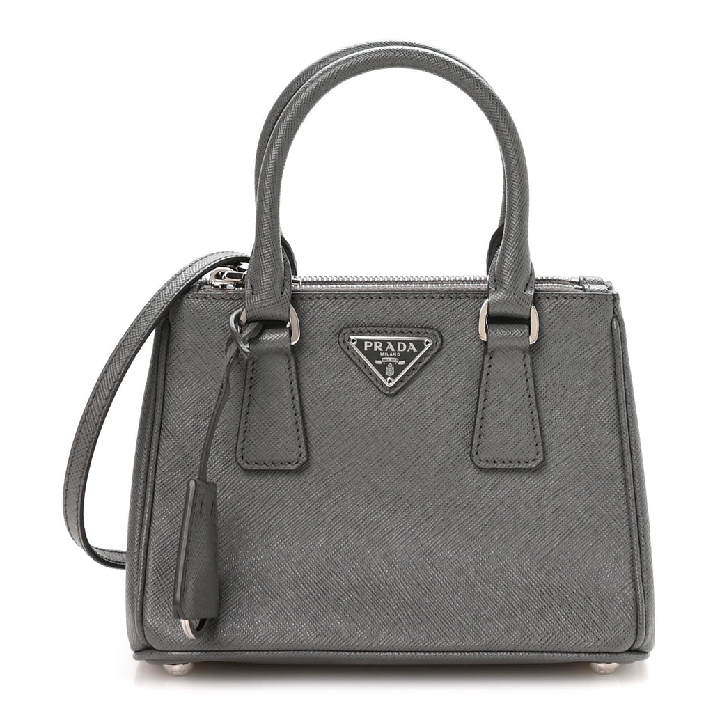 Saffiano Micro Galleria Double Zip Tote Marmo