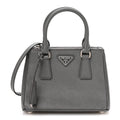 Saffiano Micro Galleria Double Zip Tote Marmo