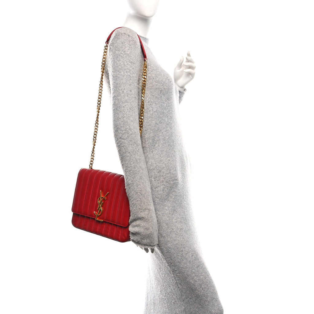 Lambskin Matelasse Monogram Large Vicky Chain Bag Rouge Eros