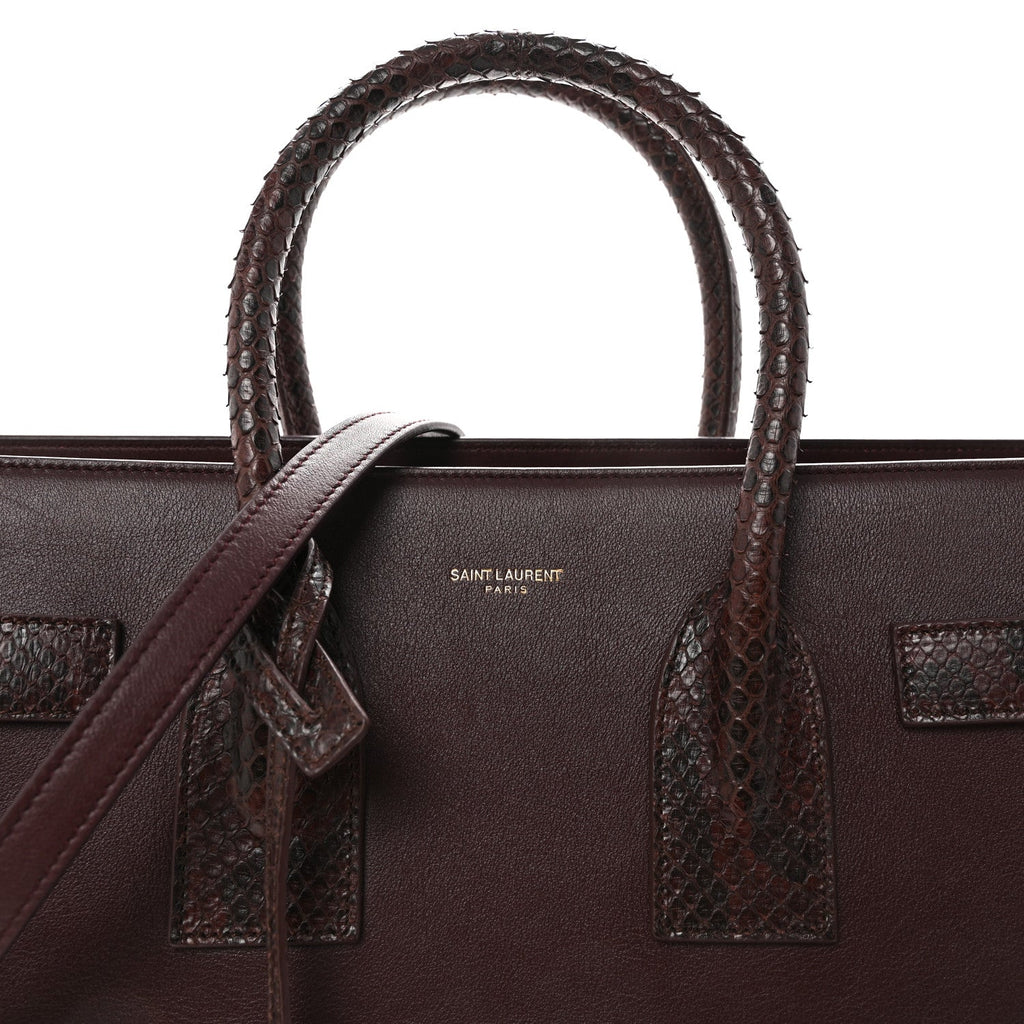 Calfskin Snakeskin Small Sac De Jour Burgundy