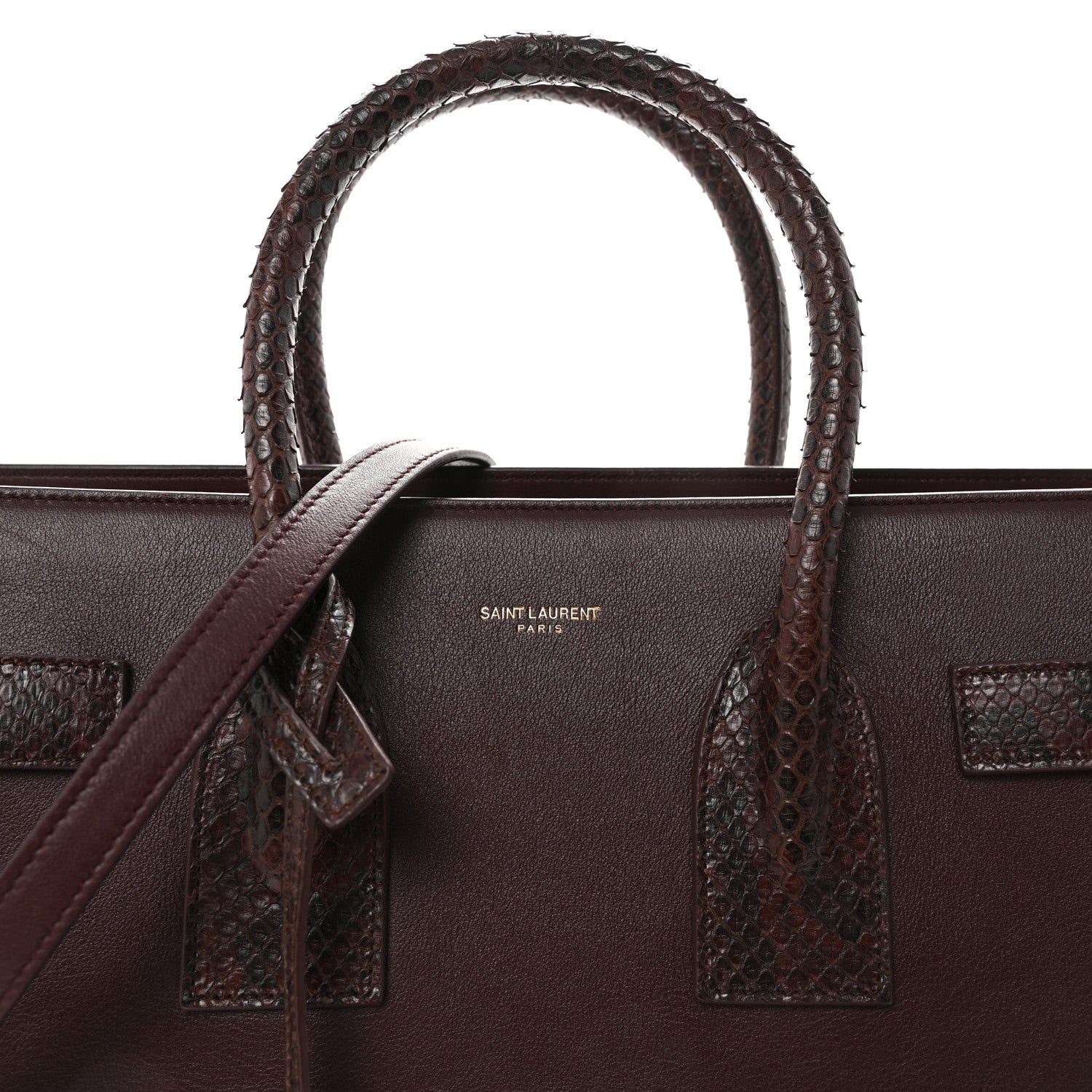 Calfskin Snakeskin Small Sac De Jour Burgundy