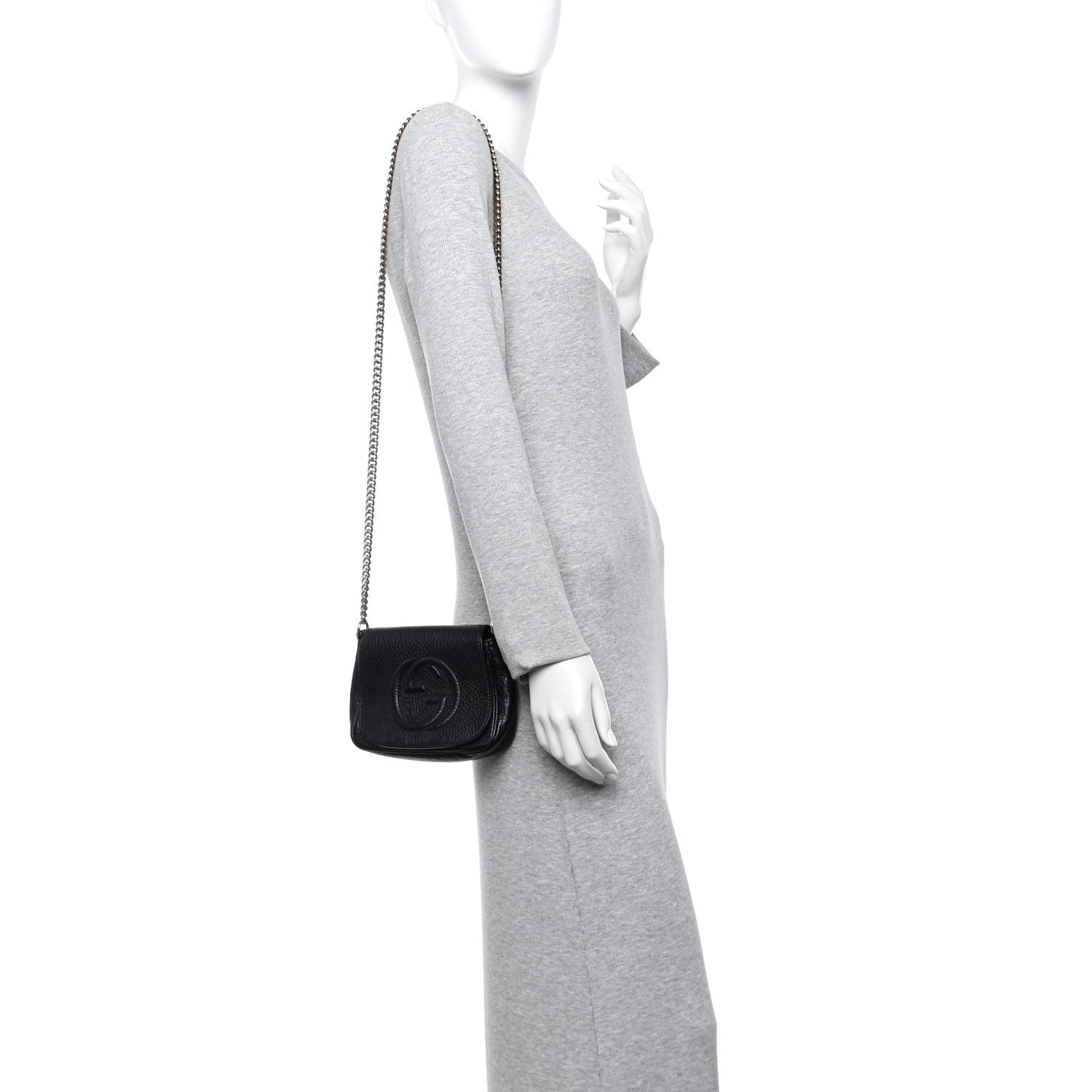 Pebbled Calfskin Small Soho Flap Crossbody Black