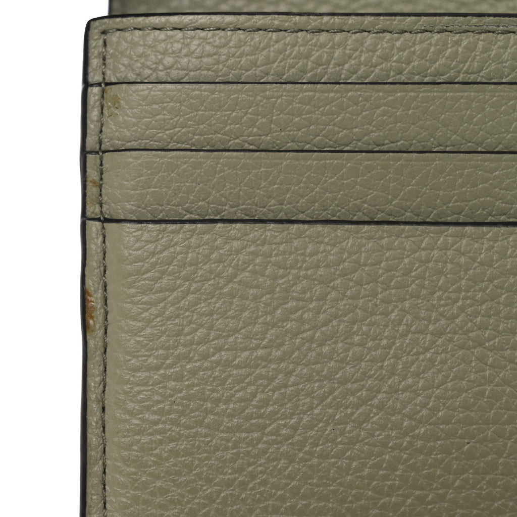 Calfskin Alphabet Long Wallet Sage