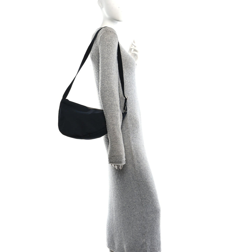 Nylon Slouchy Banana Two Bag Black