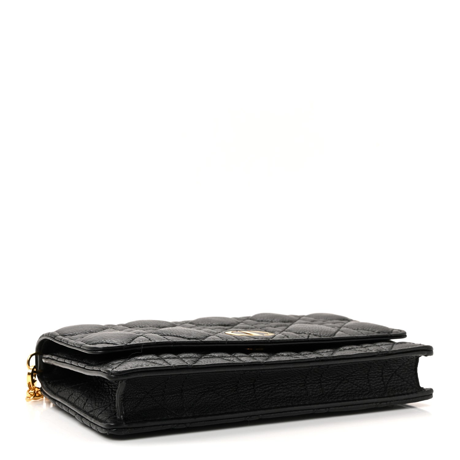 Supple Calfskin Caro Pouch with Chain Black