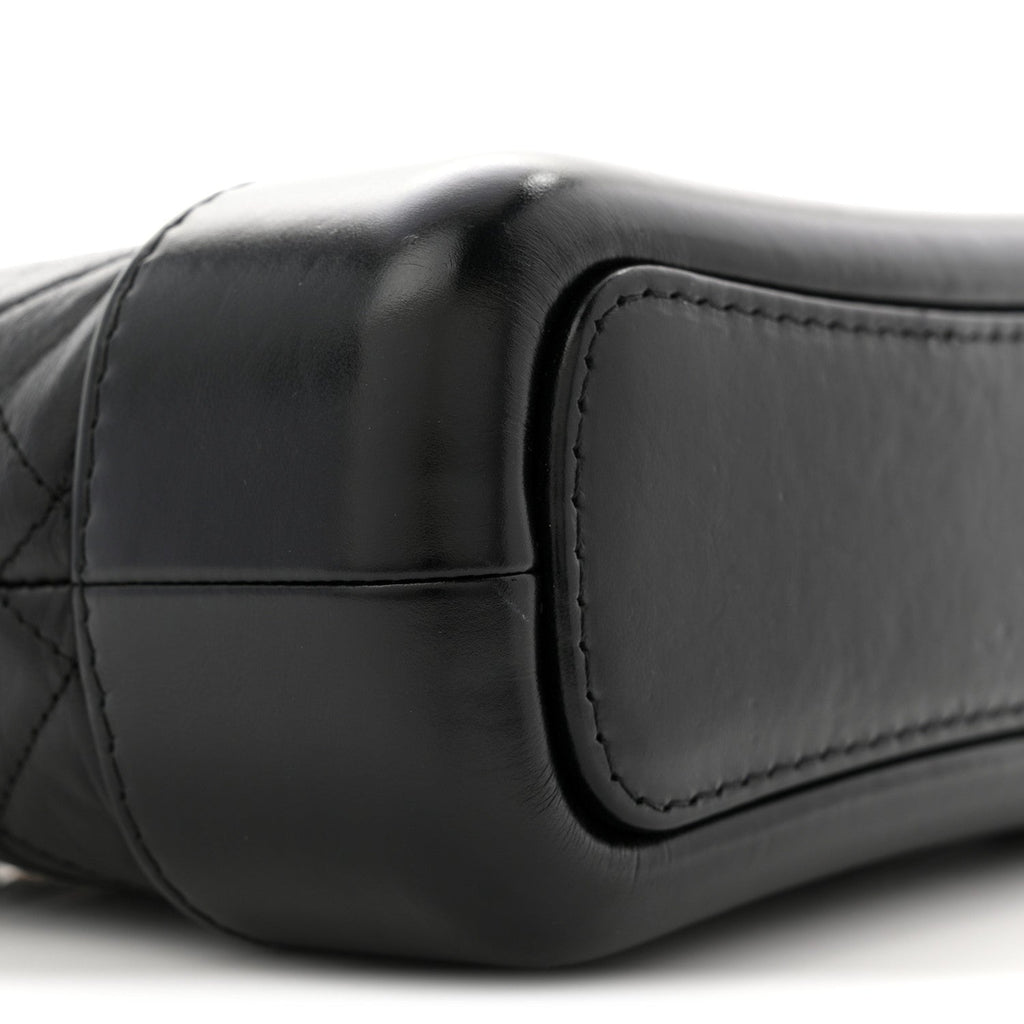 Aged Calfskin Quilted Small Gabrielle Hobo Black