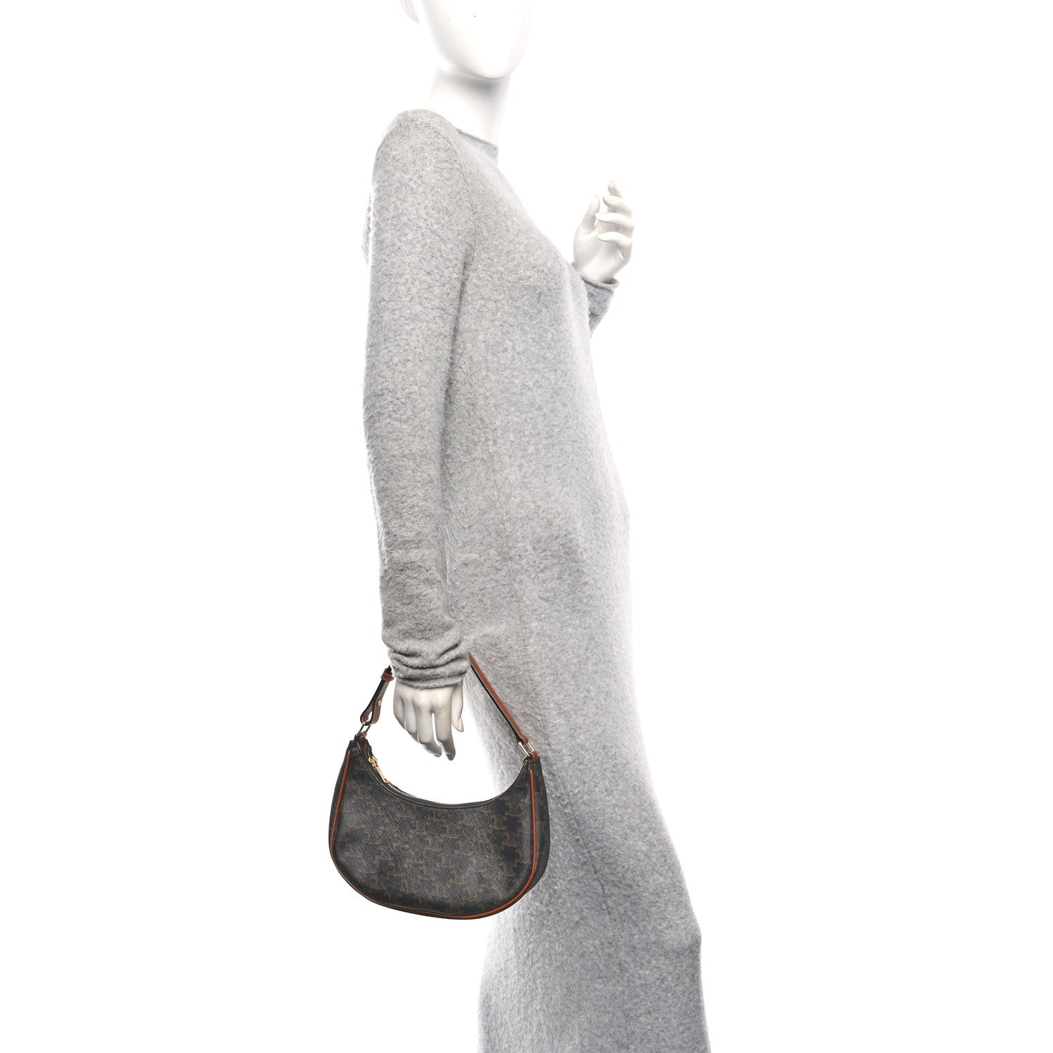 Triomphe Canvas Calfskin Ava Shoulder Bag Tan