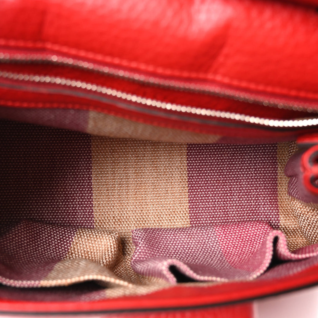 Cellarius Calfskin Small Bamboo Daily Top Handle Bag Hibiscus Red