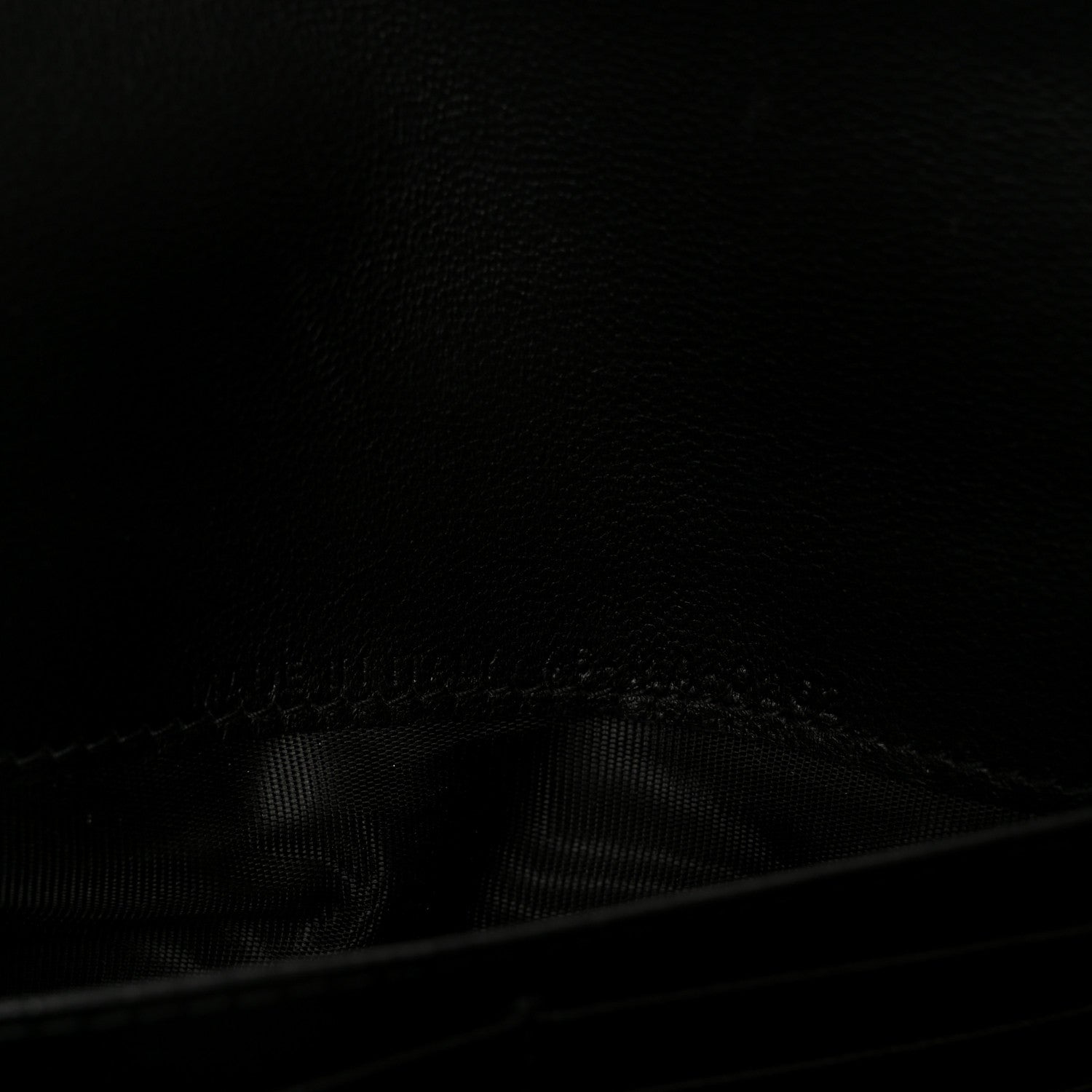 Grained Calfskin Saddle Chain Wallet Pouch Black