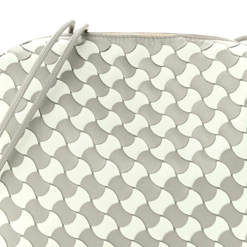 Nappa Wavy Bicolor Intrecciato Small Loop Camera Bag Agate Grey Glacier