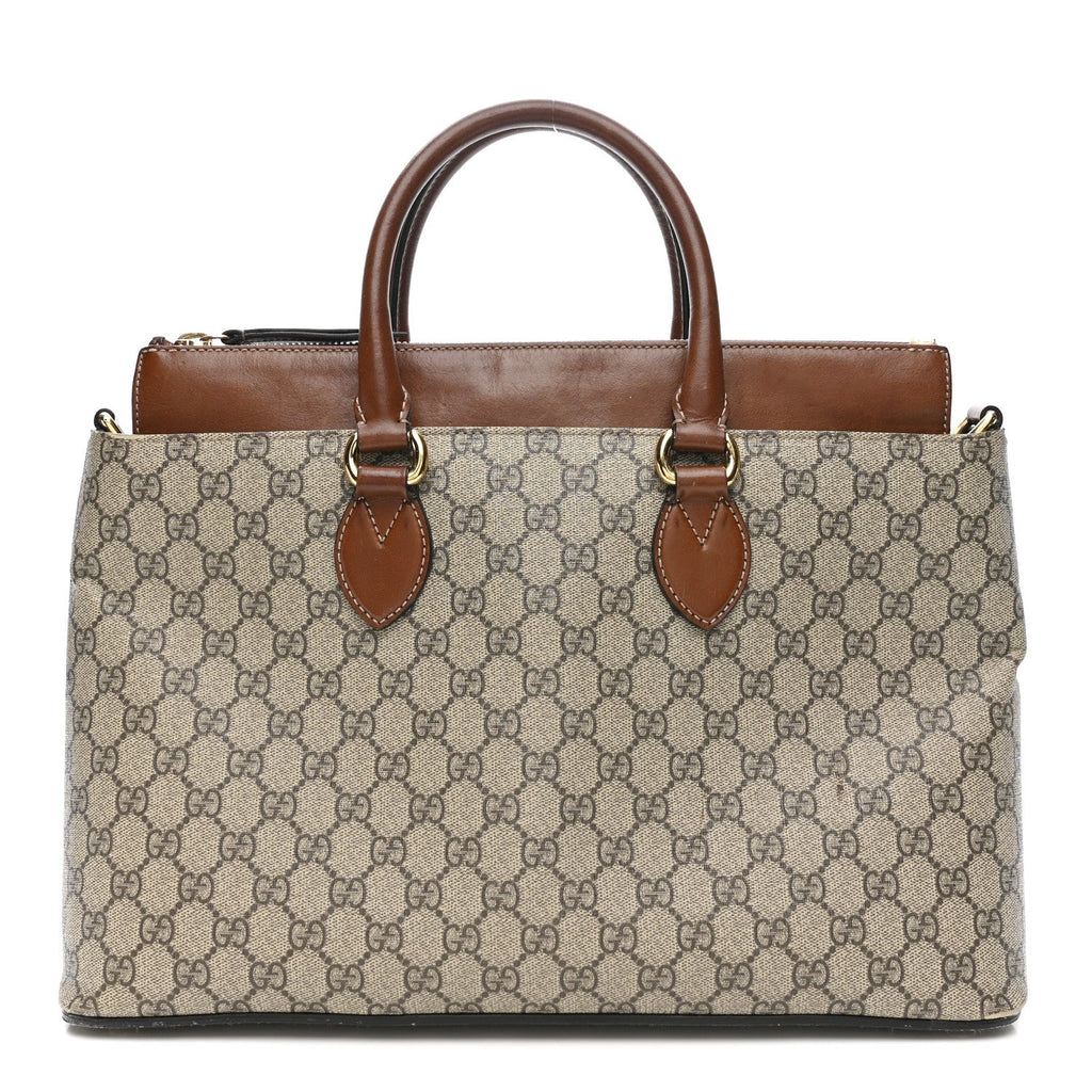 GG Supreme Monogram Small Zip Top Tote Beige Tuscany