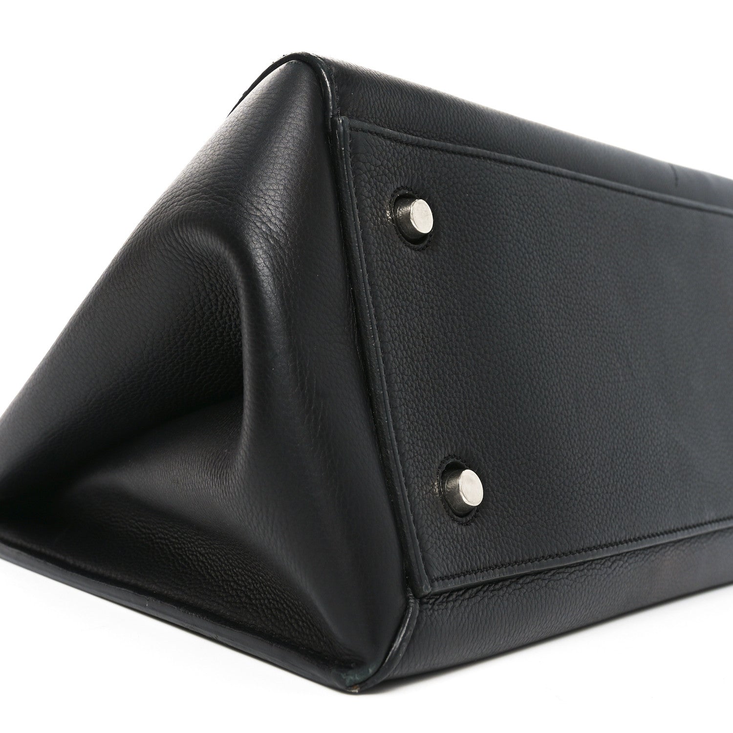 Grained Calfskin Edge Shoulder Bag Black