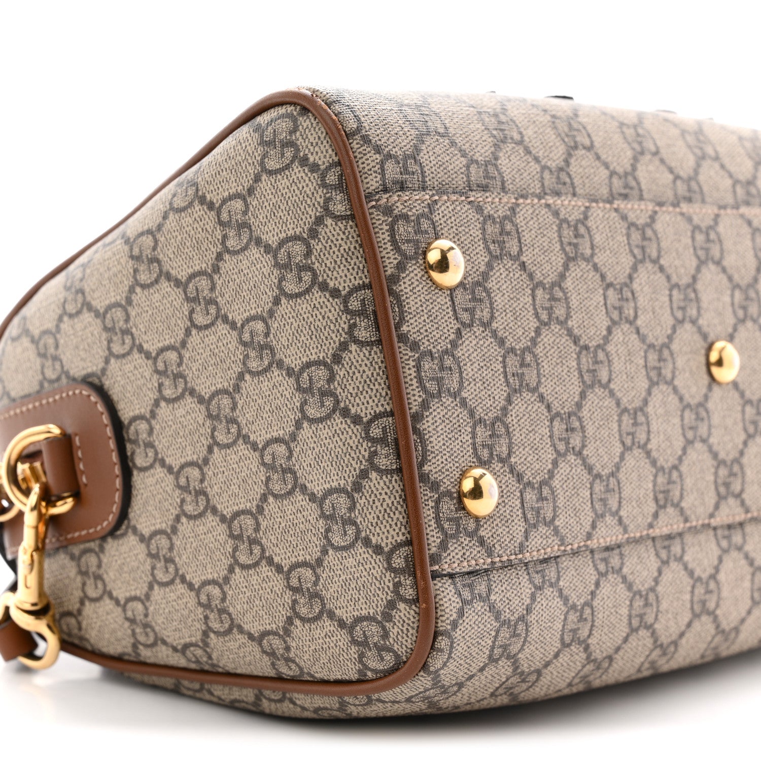 GG Supreme Monogram Floral Embroidered Small Boston Brown