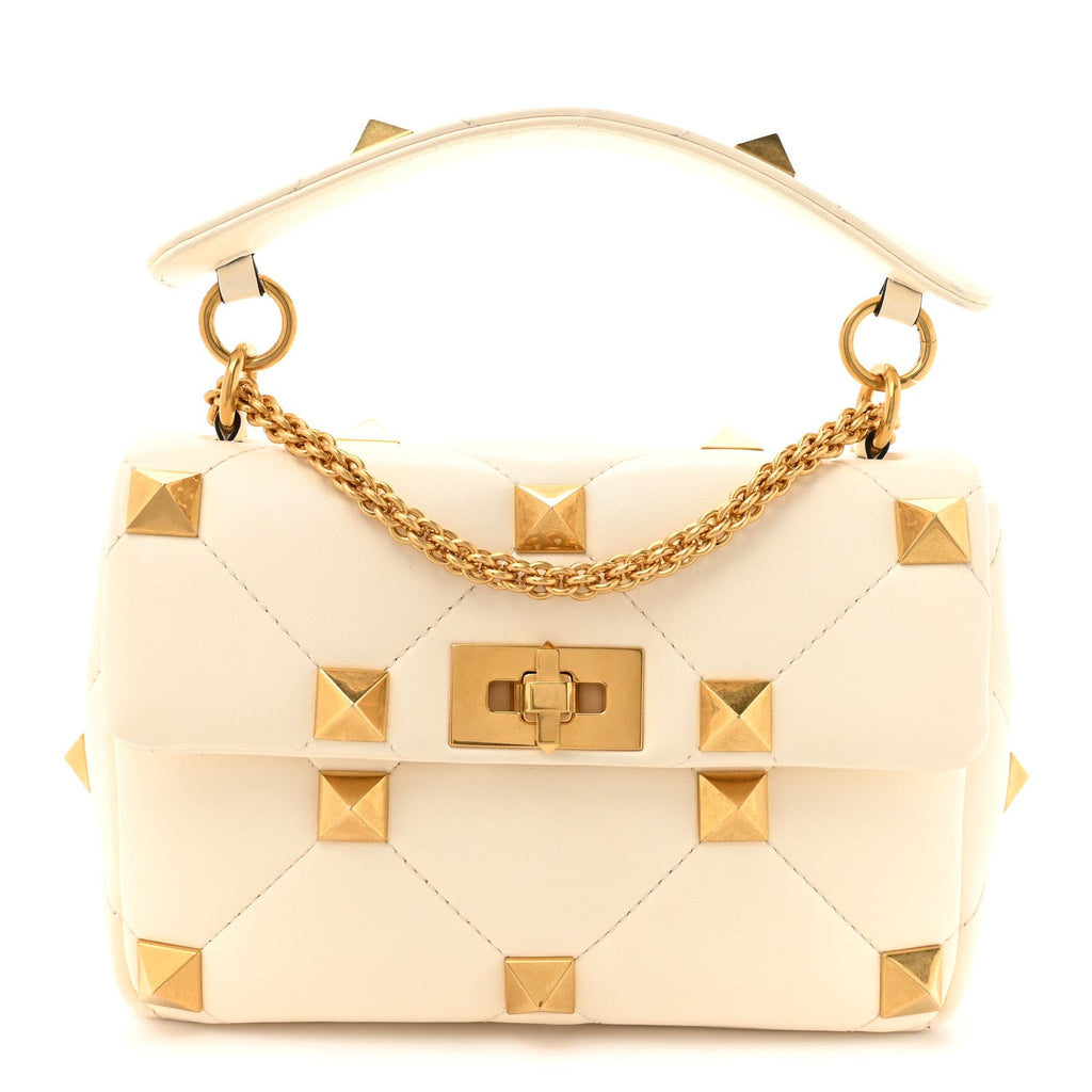 Nappa Medium Roman Stud Shoulder Bag Ivory