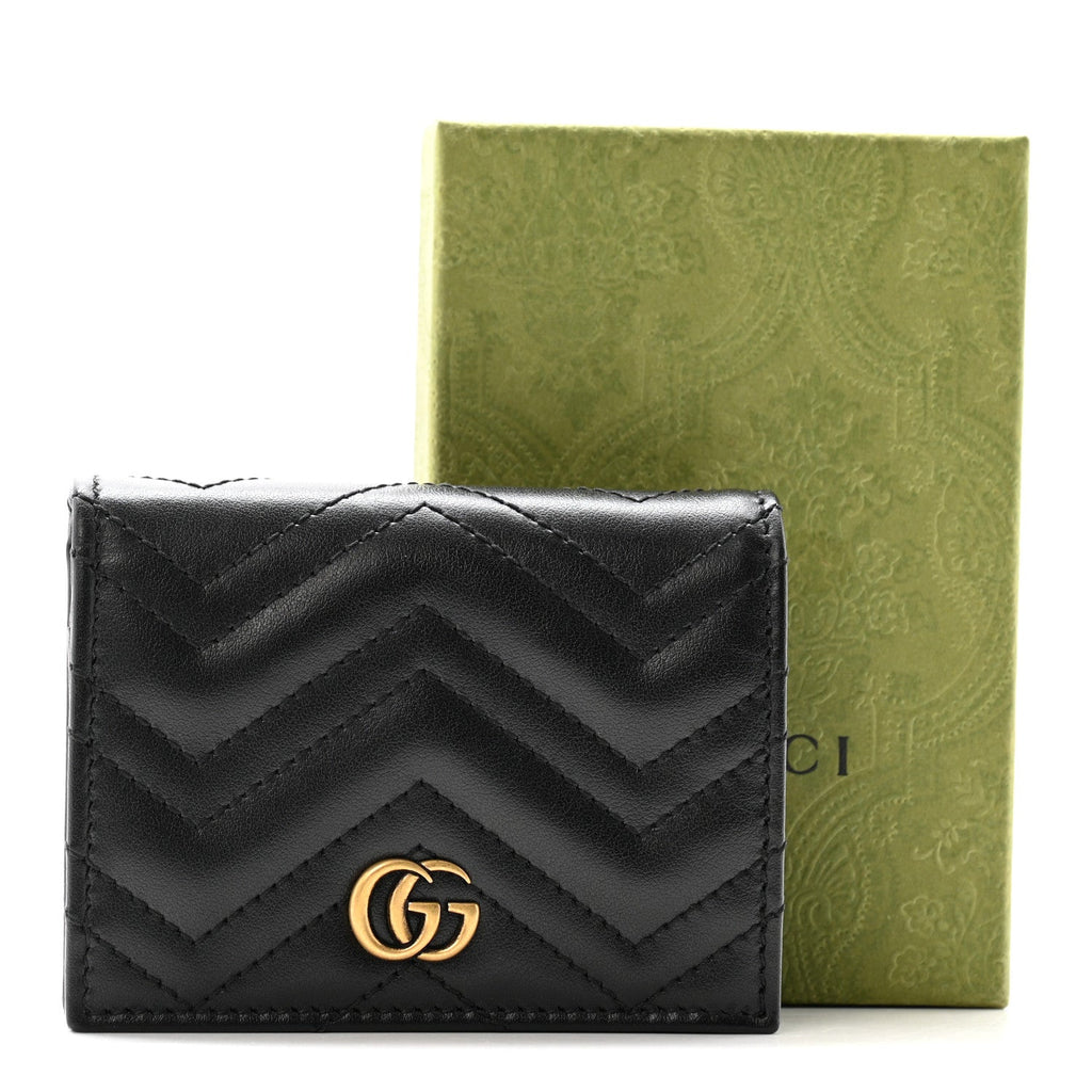 Calfskin Matelasse GG Marmont  Case Wallet Black