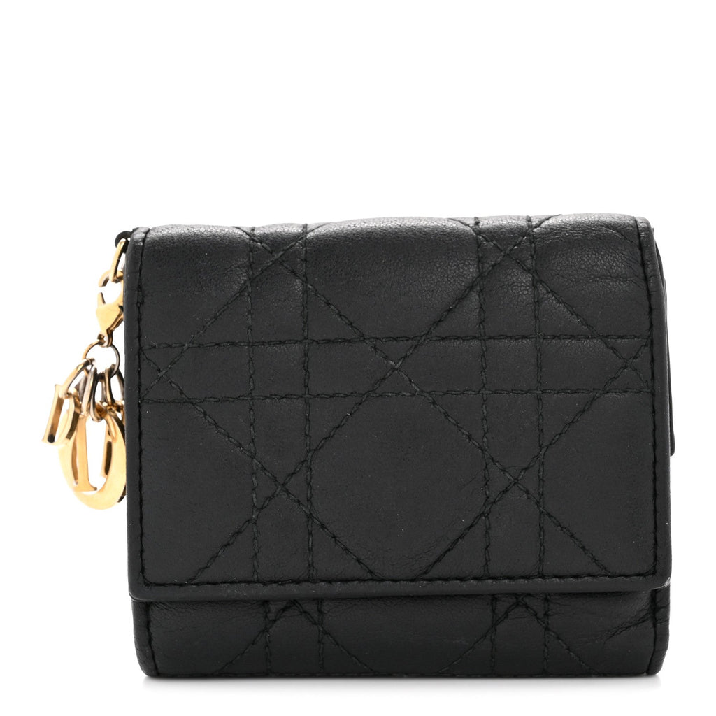 Lambskin Cannage Lady Dior Lotus Wallet Black