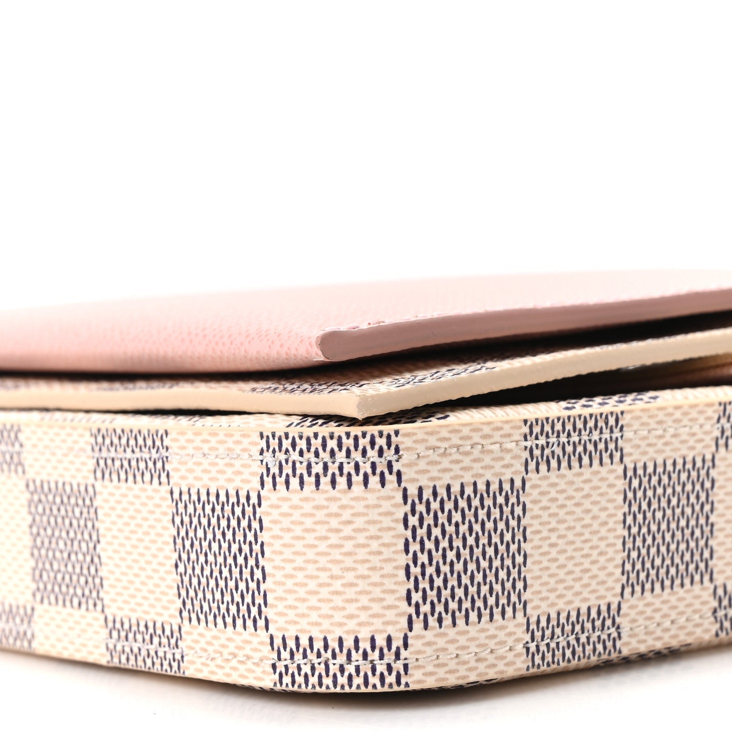 Damier Azur Pochette Felicie Chain Wallet Rose Ballerine