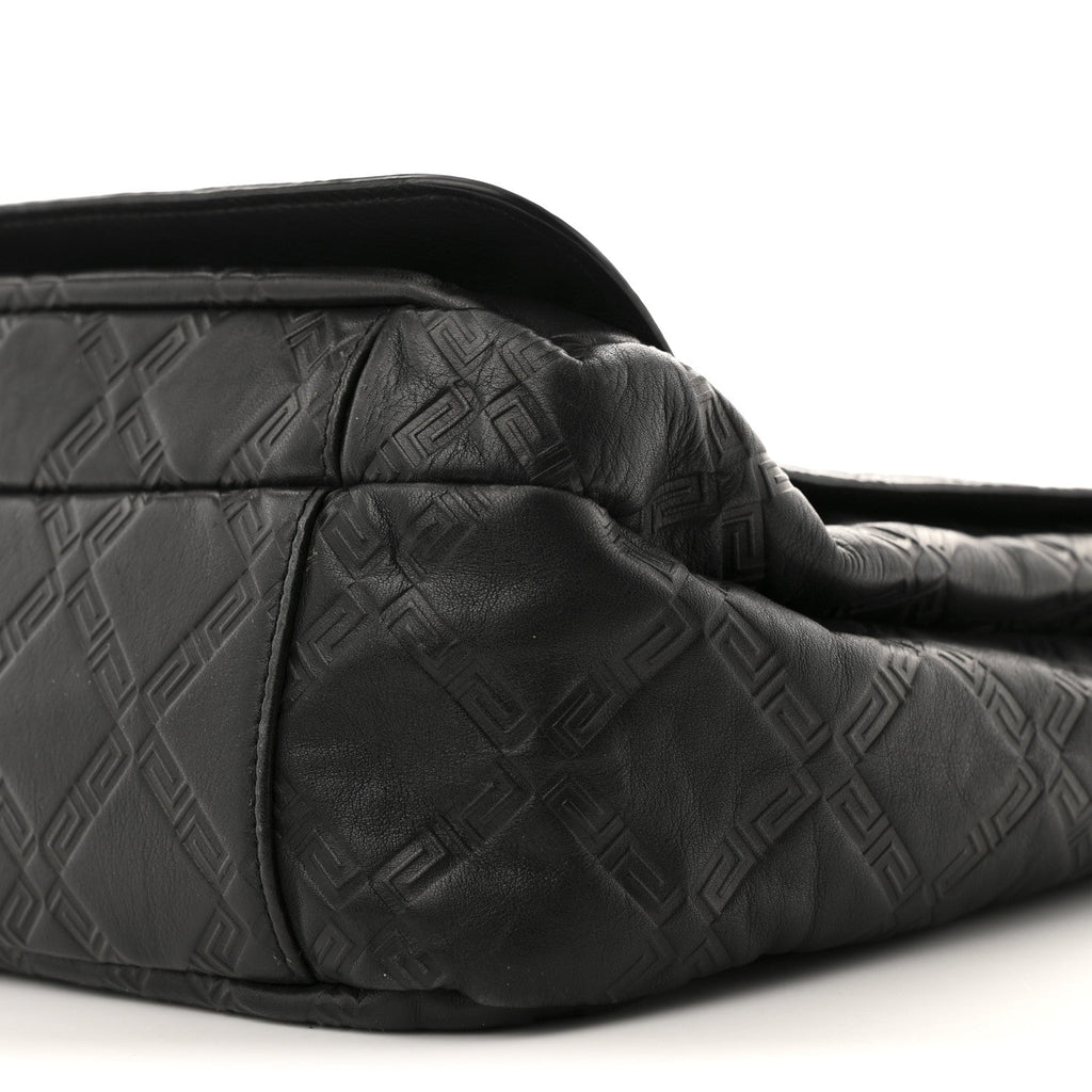 Calfskin Embossed Medusa Messenger Bag Black