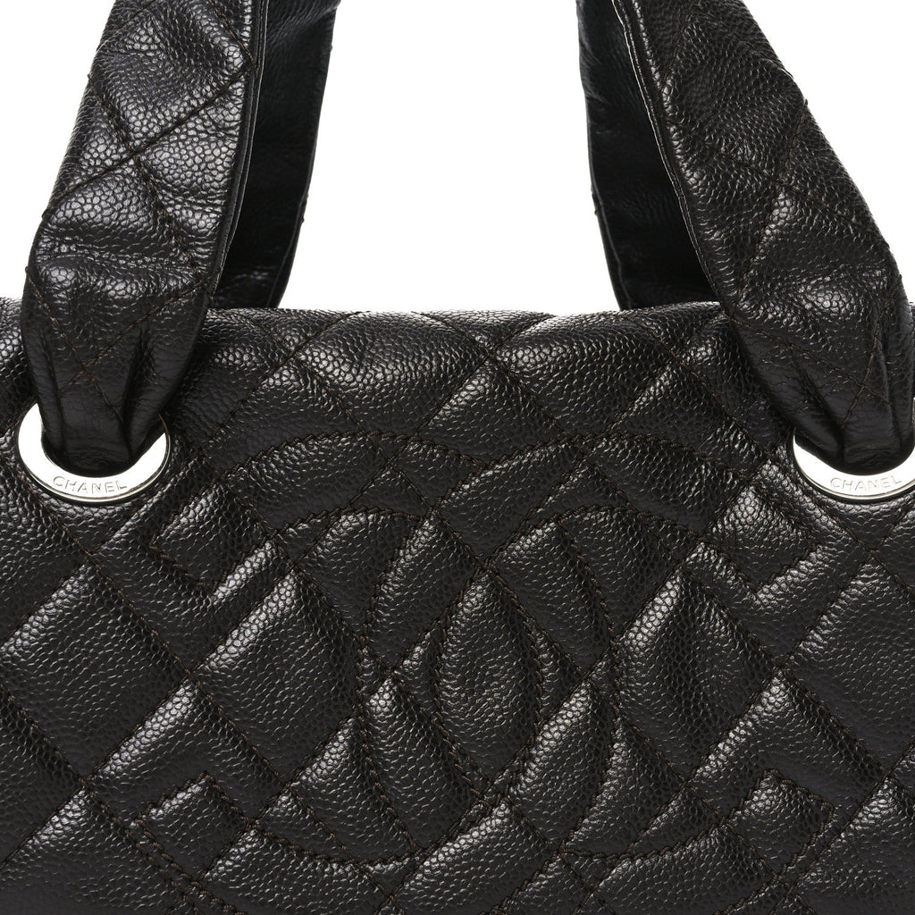 Caviar Quilted CC Timeless Bowler Dark Brown