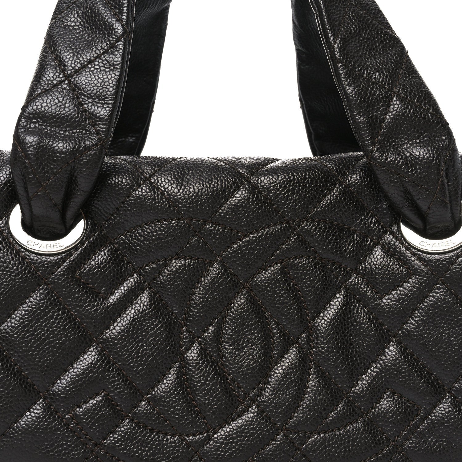 Caviar Quilted CC Timeless Bowler Dark Brown