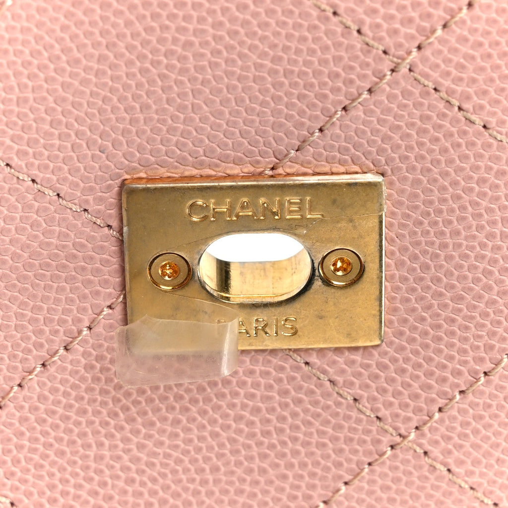 Lambskin Caviar Lovely Chains Flap Shoulder Bag Pink