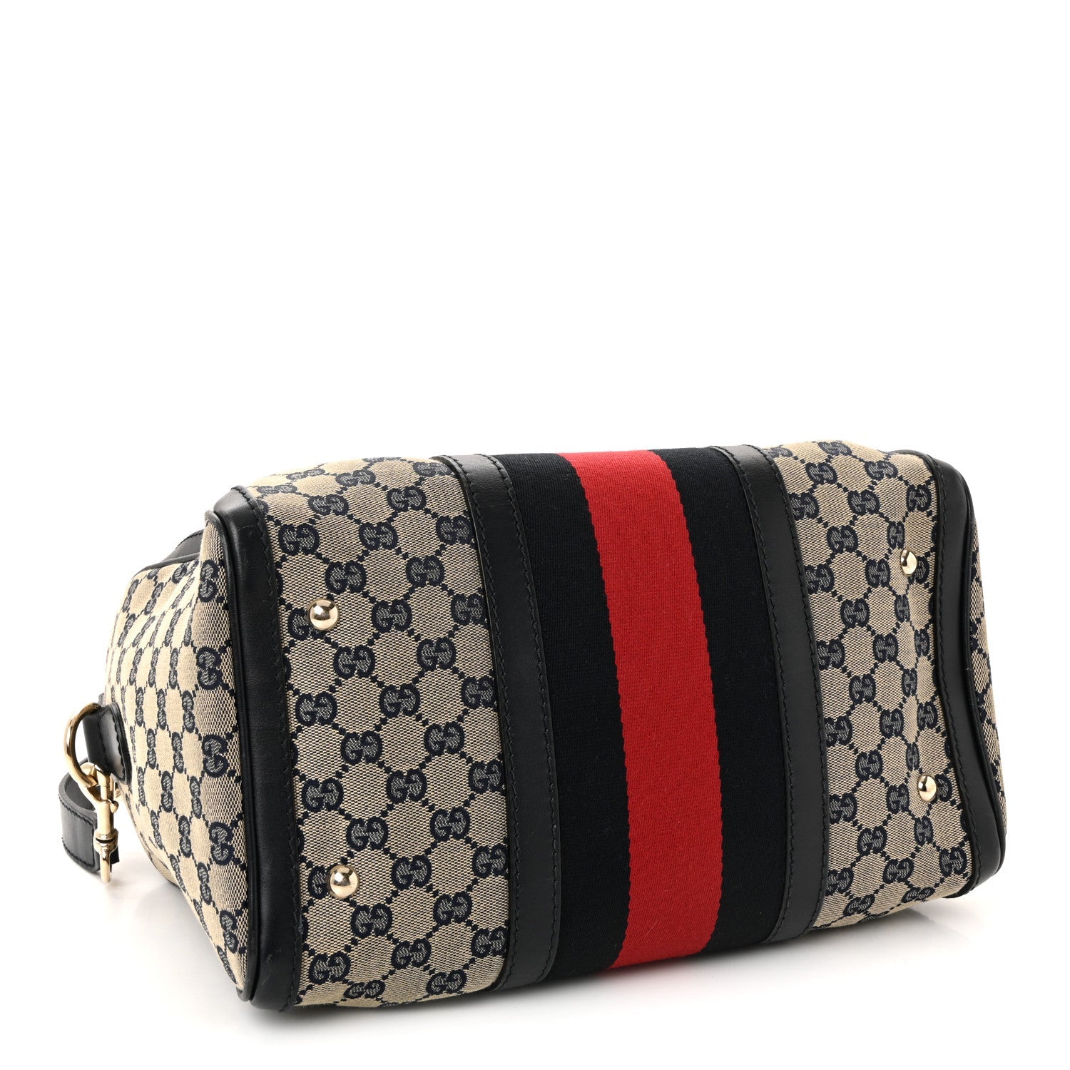 Monogram Selleria Calfskin Vintage Web Medium Boston Beige Blue