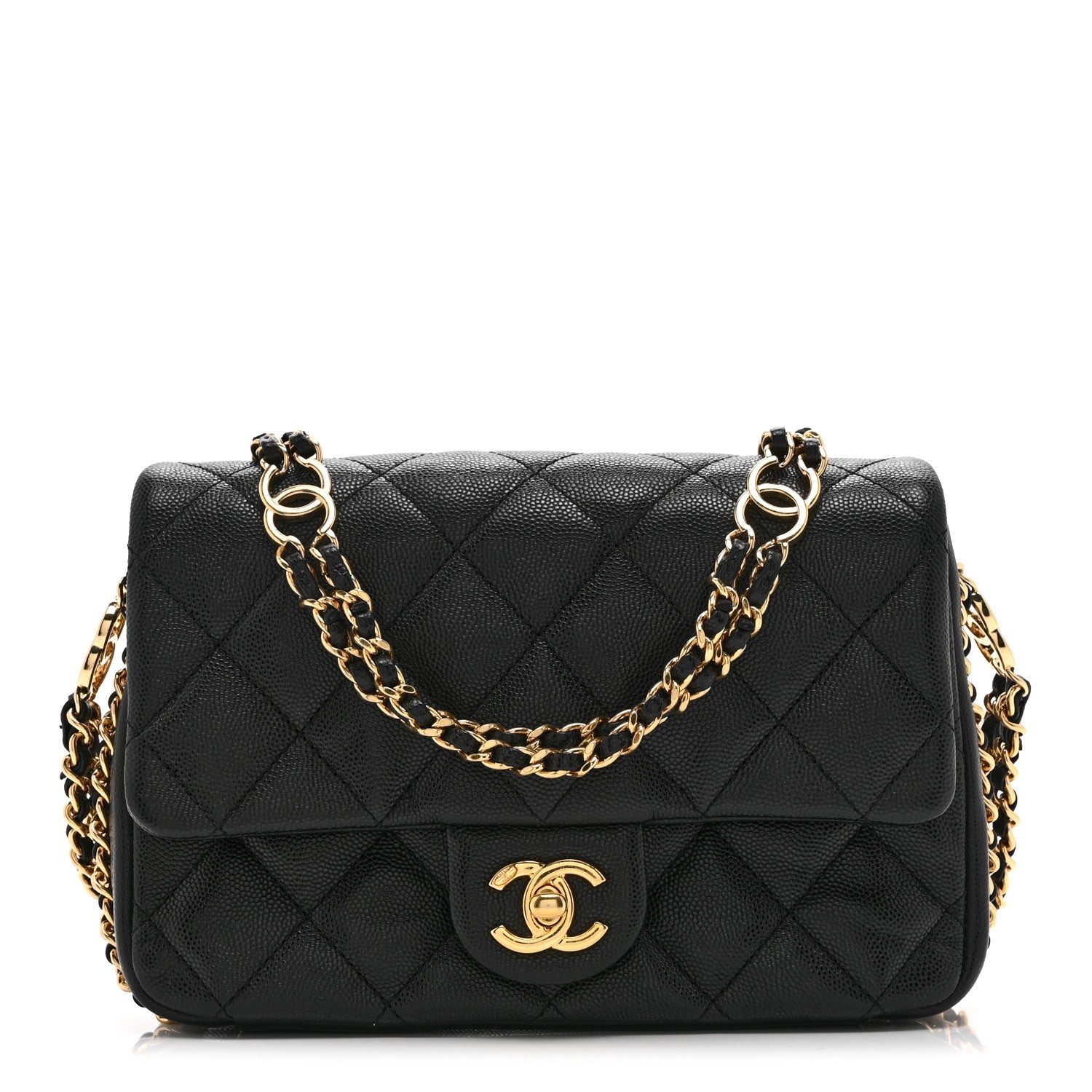 Caviar Quilted Mini CC You Flap Black