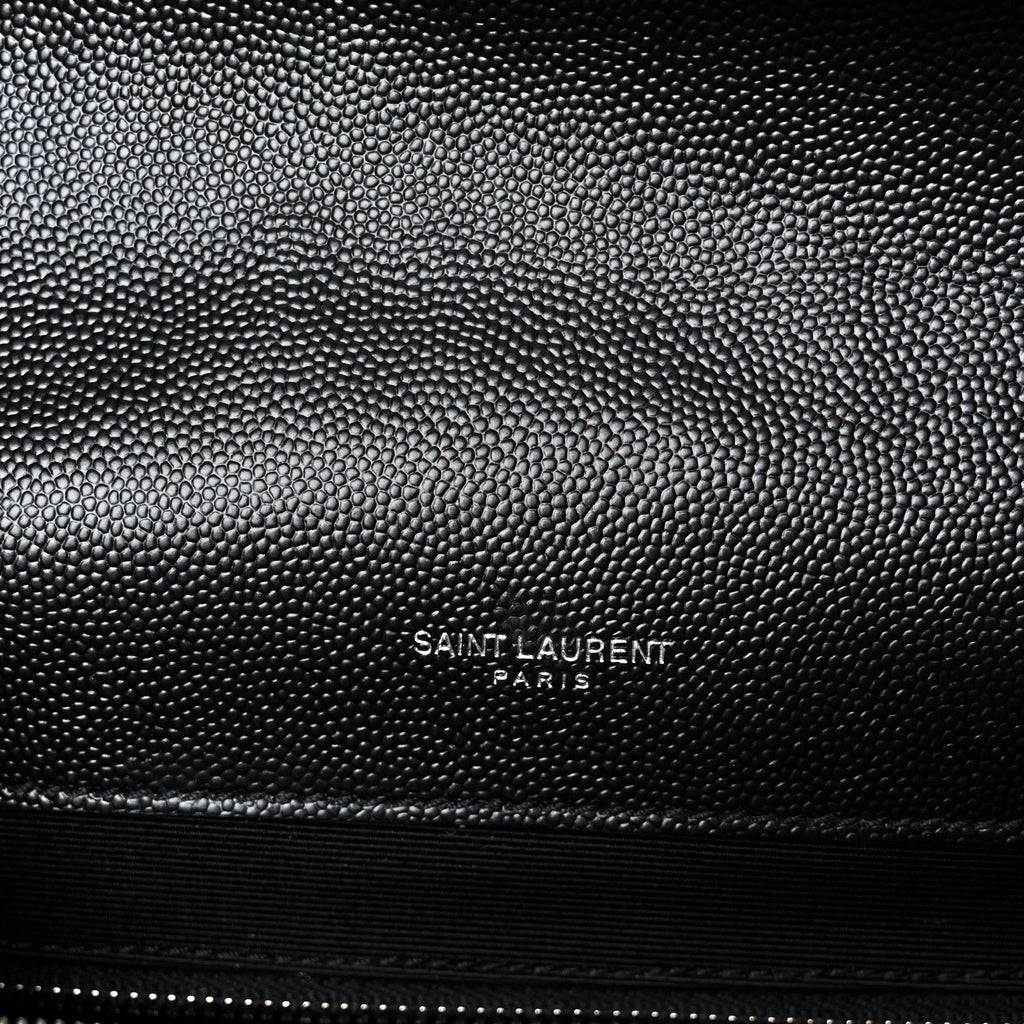 Grain De Poudre Textured Mixed Matelasse Large Triquilt Monogram Satchel Black