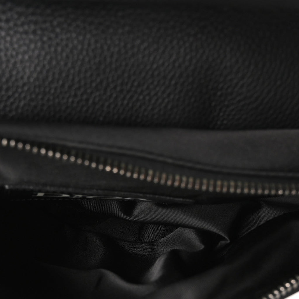 X Sacai Grained Calfskin Technical Fabric Mens Saddle Bag Black