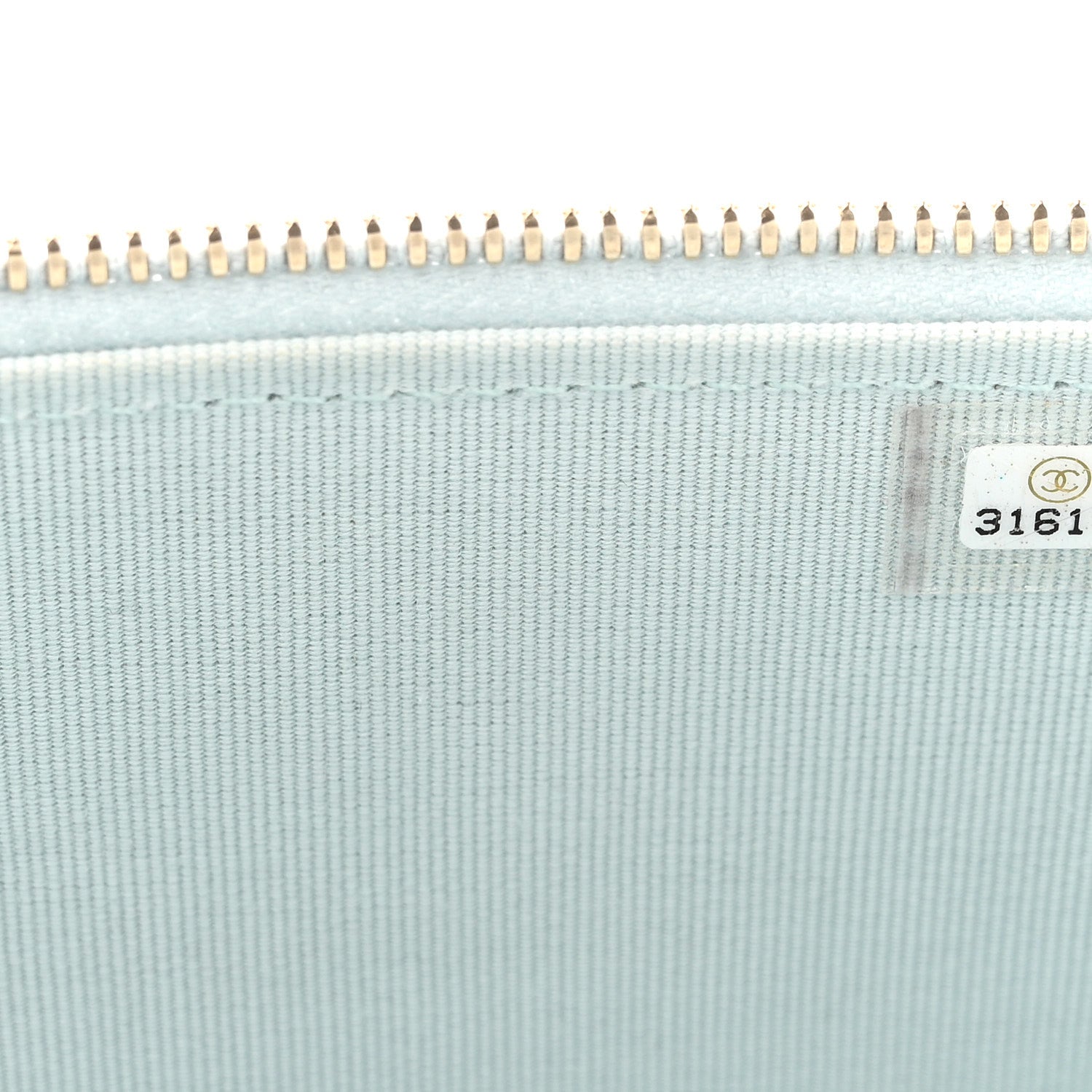 Lambskin Quilted Small Top Handle Vanity Case With Chain Light Blue