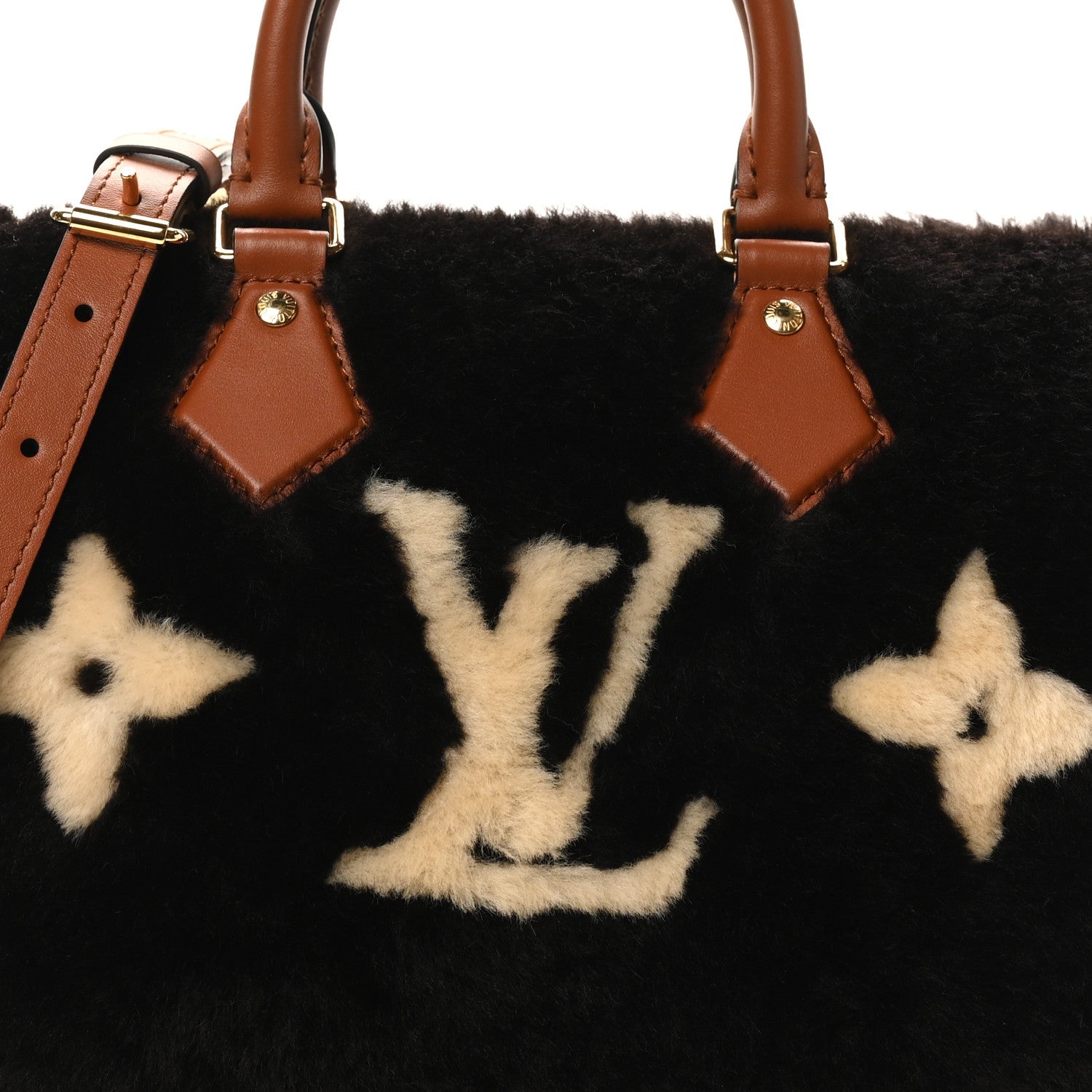 Shearling Monogram LV Ski Cozygram Speedy Bandouliere 25 Chocolate Cream