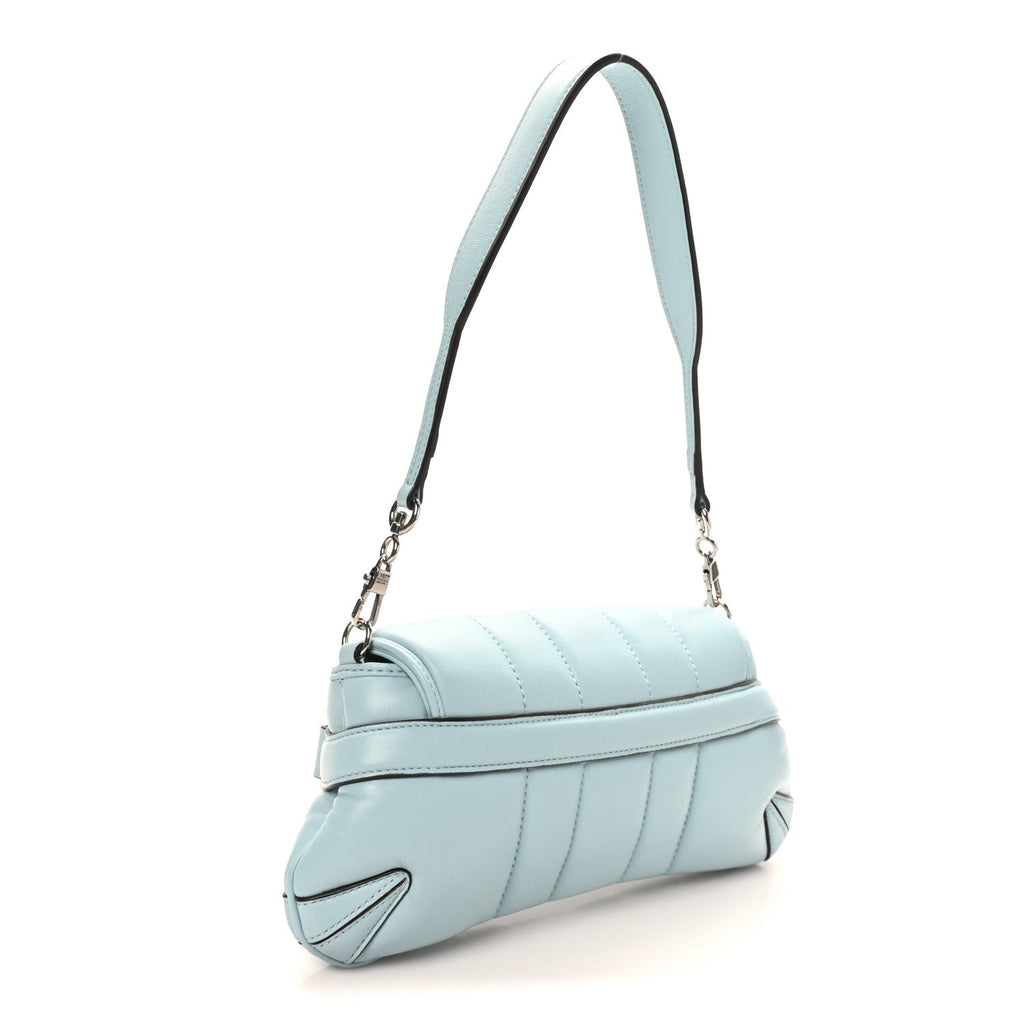 Nappa Vertical Matelasse Medium Maxi Horsebit Chain Shoulder Bag Crystal Snow