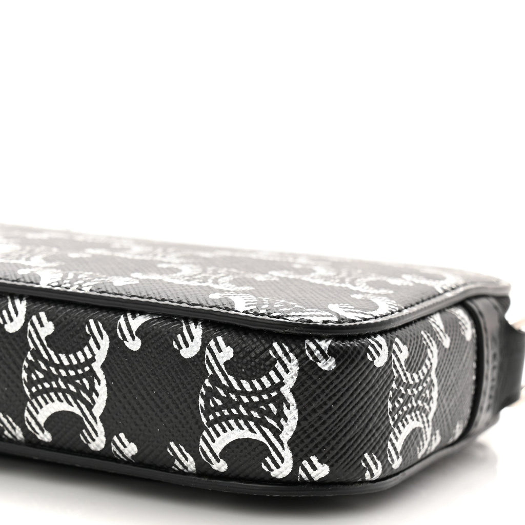 Triomphe Canvas Horizontal Pouch Silver Black